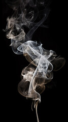 Obraz premium White smoke fragments on black background