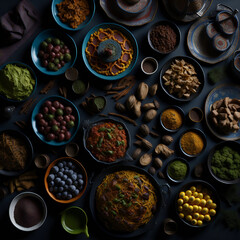 Eid al-Fitr |  a high-definition photograph of a traditional Eid al-Fitr feast, with a spread of colorful dishes and sweets. Ai