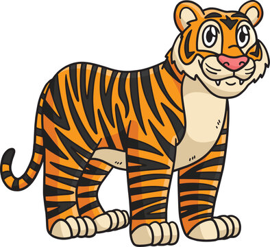 Tiger Cartoon Colored Clipart Illustration