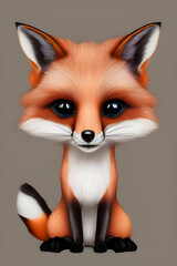 Fototapeta premium drawn cartoon fox in full growth, generative ai 
