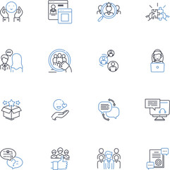 Consumer service line icons collection. Satisfaction, Support, Experience, Helpfulness, Courtesy, Responsiveness, Efficiency vector and linear illustration. Friendliness,Reliability,Expertise outline