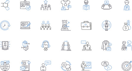 Test-driven development line icons collection. Agile, Automation, Behavior, Code, Coverage, Debugging, Design vector and linear illustration. Development,Efficiency,Feedback outline signs set - obrazy, fototapety, plakaty