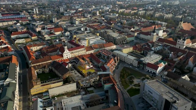 Cityscape view of Trnava, Slovakia, beautiful old architecture of the buildings