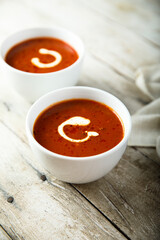 Homemade tomato soup with cream