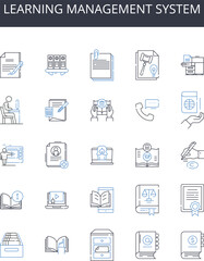 learning management system line icons collection. Analysis, Compliance, Control, Due diligence, Evaluation, Financial, Fraud vector and linear illustration. Governance,Inspection,Integrity outline