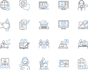 Control line icons collection. Dominance, Power, Authority, Management, Direction, Supervision, Governance vector and linear illustration. Mastery,Leadership,Regulation outline signs set