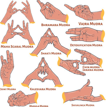 Yoga Mudra gestures set 10 hand gesture