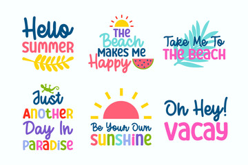 Summer quote vector files and beach illustrations