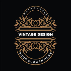 Retro Vintage Design, Luxurious Minimalist Vector Ornament Logo, With Mandala And Batik Style, Product Brand Illustration, Invitation, Banner, Fashion