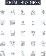Retail business line icons collection. Wholesale trade, Clothing industry, Food service, Online marketplace, E-commerce, Hospitality sector, Customer service vector and linear illustration. Marketing