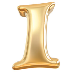3d letter I gold render luxury