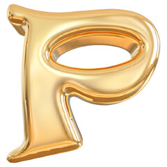 3d letter P gold render luxury