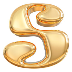 3d letter S gold render luxury