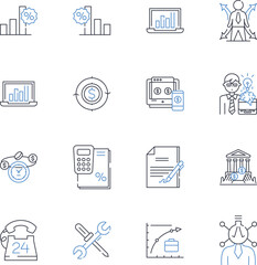 Payroll revenues line icons collection. Earnings, Compensation, Income, Wages, Salaries, Remuneration, Stipend vector and linear illustration. Emolument,Reimbursement,Payouts outline signs set