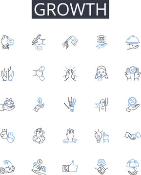 Growth line icons collection. Breakout, Liberty, Freedom, Evasion, Fugitive, Getaway, Elude vector and linear illustration. Retreat,Evade,Survive outline signs set