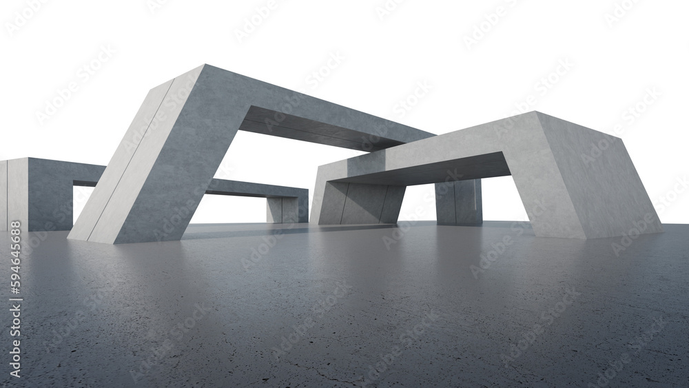 Poster abstract architecture design of modern building. empty parking area floor and concrete wall with blu