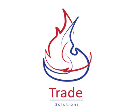Logo in the form of intertwining tongues of flame and water. Air conditioning, climate control. EPS10.