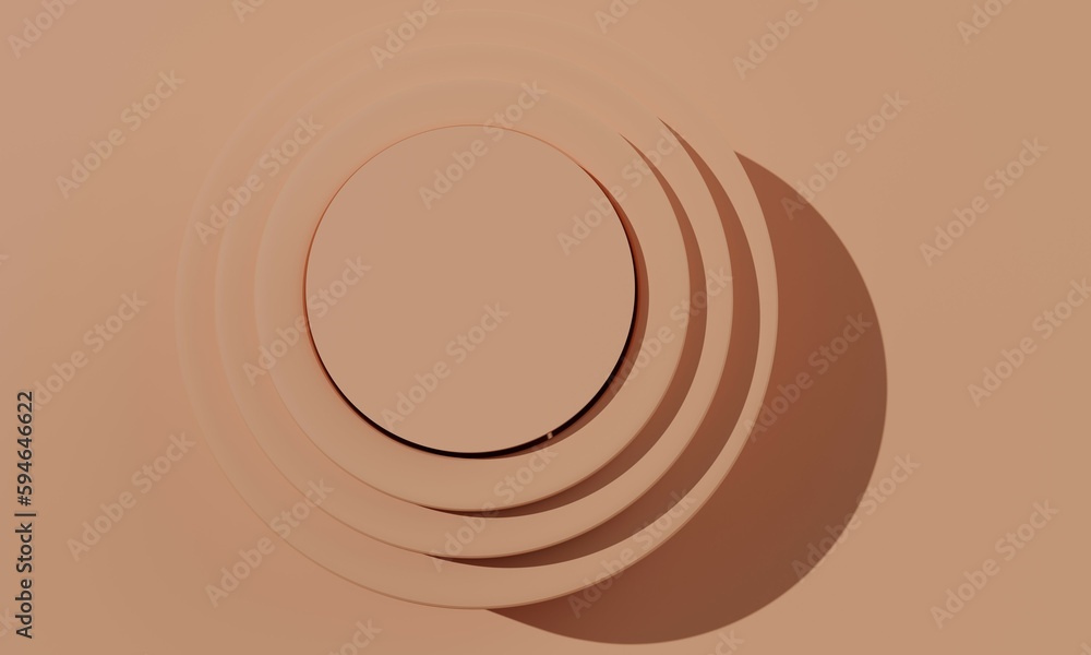 Poster beige abstract background with cylinder. 3d rendering