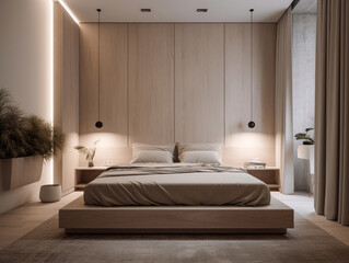 bedroom interior architecture features a minimalist style
