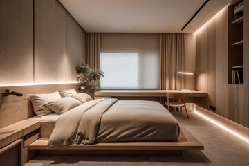 bedroom interior architecture features a minimalist style