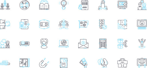 Web-based marketplace linear icons set. e-commerce, platform, transactions, marketplace, bidding, auctions, online line vector and concept signs. sales,retail,shopping outline illustrations