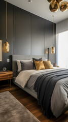 bedroom interior architecture features a minimalist style