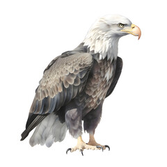 Fototapeta premium Bald Eagle, Watercolor, Clipart, Eagle, design elements isolated over a transparent background, Design Elements, Transparent Background, Wildlife, Bird, National Symbol, America, USA, AI image