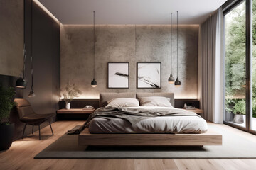 bedroom interior architecture features a minimalist style