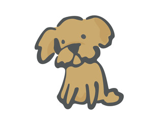 落書き風の茶色い毛並みの可愛い小型犬のイラスト素材