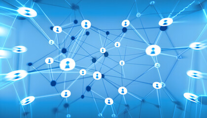 social network concept,Blue social network background, Ai generated 
