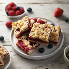 Homemade berry pie with streusel