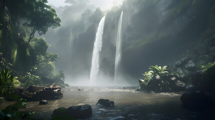 waterfall in the mountains