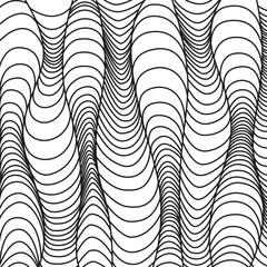 Black and white vector doodle background. Line art. Optical illusion