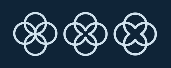 Quatrefoil symbol set. Quatrefoil geometric shape. Vector