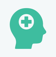 Obraz premium Head icon, mental health. Mind, emotions, feelings. Psychology