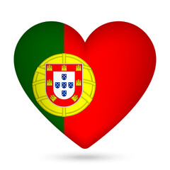 Portugal flag in heart shape. Vector illustration.