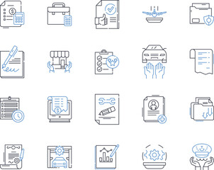 Compensation line icons collection. Salary, Benefits, Remuneration, Reward, Package, Bonuses, Raises vector and linear illustration. Perks,Incentives,Gratuity outline signs set