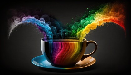 Cup painted with LGBTQ colors, generative ai