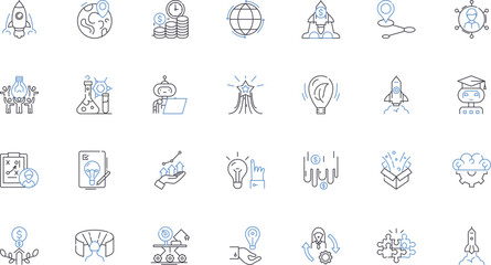 Change line icons collection. Transformation, Revolution, Progression, Shift, Metamorphosis, Innovation, Alteration vector and linear illustration. Adaptation,Modification,Diversity outline signs set