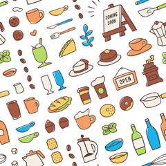 手描きのカフェアイテムのパターン