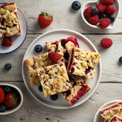 Homemade berry pie with streusel