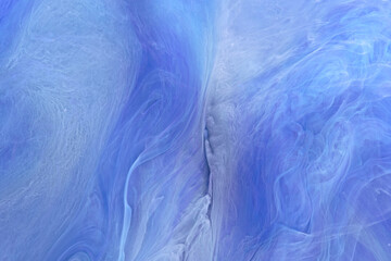 Blue contrast liquid art background. Paint ink explosion, abstract clouds of smoke mock-up, watercolor underwater