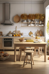 Generative ai. nordic kitchen interior design autumn apartment