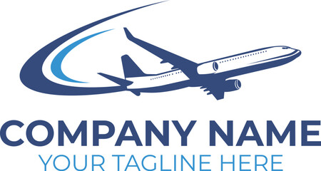 Airplane logistic logo, delivery logo, traveling logo, global freight transportation logo design, airplane logo template design vector