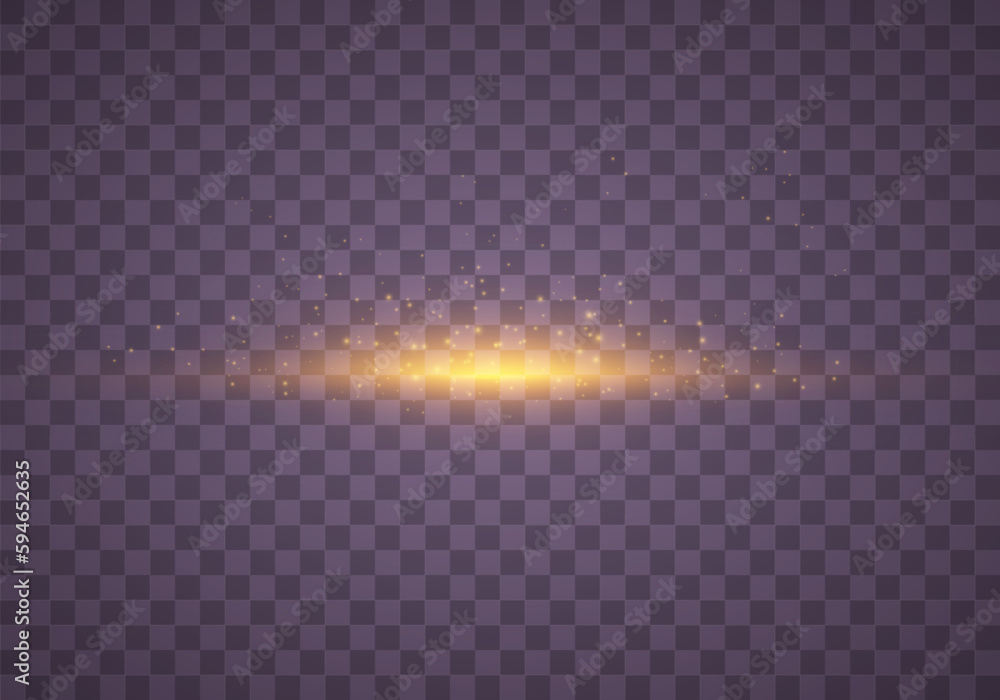 Poster light glare special effect with rays of light and magic sparks. glow transparent vector light effect