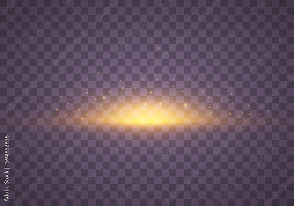 Poster light glare special effect with rays of light and magic sparks. glow transparent vector light effect