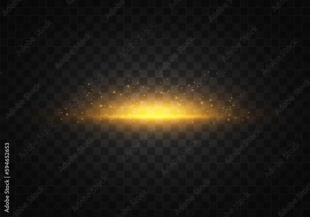Poster light glare special effect with rays of light and magic sparks. glow transparent vector light effect