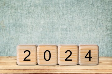 Fototapeta premium Set of wooden cube blocks on office desk