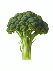 Fresh Broccoli Organic Vegetable Watercolor Illustration | AI Generated