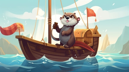 oter, pirate, boat, animal, mammal, cute, raccoon, ferret, wildlife, pet, rat, fur, mouse, rodent, polecat, nature, animals, wild, small, portrait, racoon, domestic, white, furry, mask, otter, 